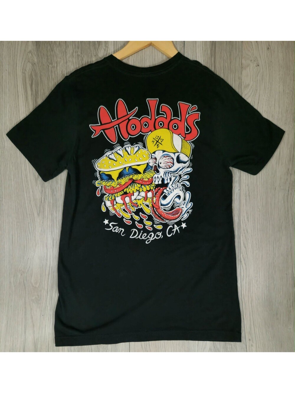 Hodad’s Ocean Beach San Diego Burger Skull Graphic T-Shirt Black Size M #14